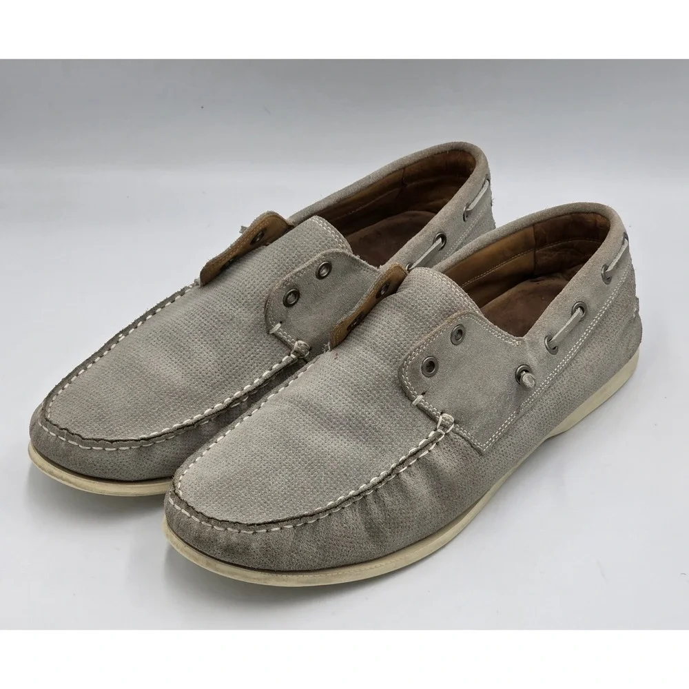 John Varvatos Men's Casual Slip-On Laceless Boat Shoes Size 11.5M Gray #F1543R2B